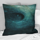 Teal Twisting Tranquility Spiral I - Abstract Spirals Throw Pillow