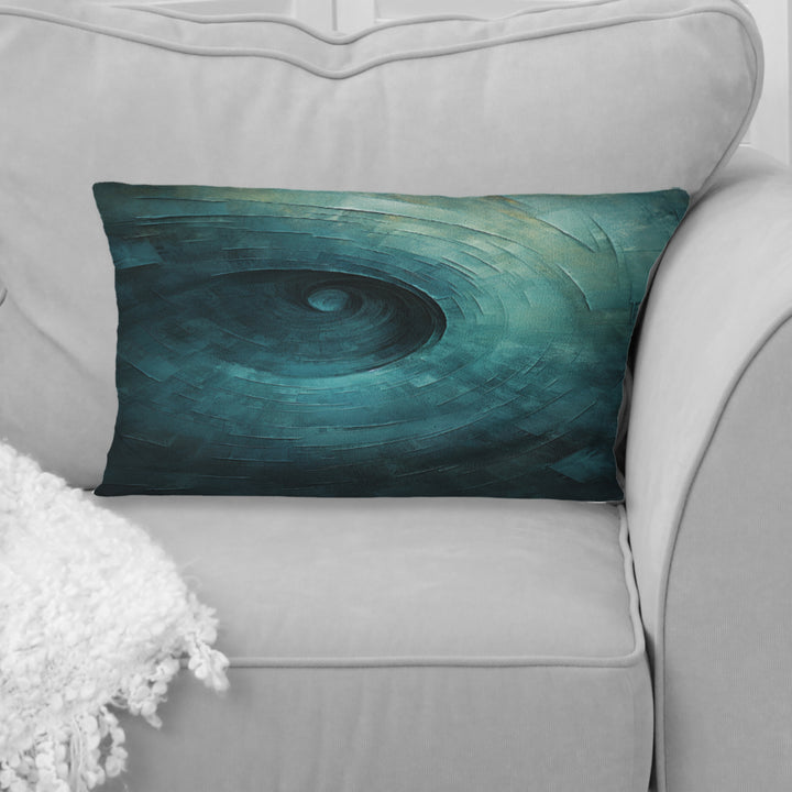 Teal Twisting Tranquility Spiral I - Abstract Spirals Throw Pillow