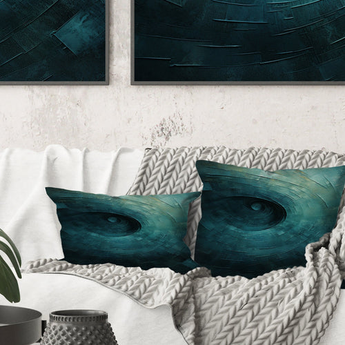 Teal Twisting Tranquility Spiral I - Abstract Spirals Throw Pillow