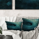 Teal Twisting Tranquility Spiral I - Abstract Spirals Throw Pillow