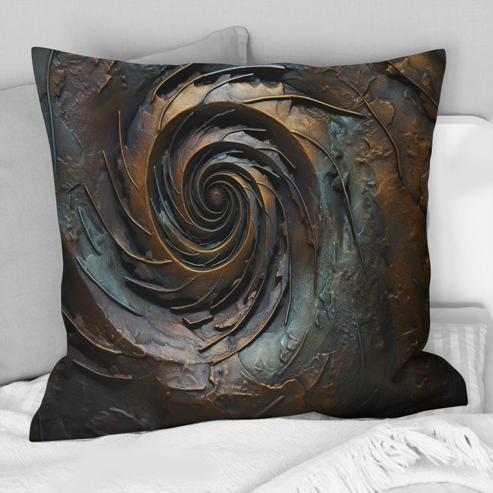 Bronze Whirling Wisdom Vortex I - Abstract Spirals Throw Pillow