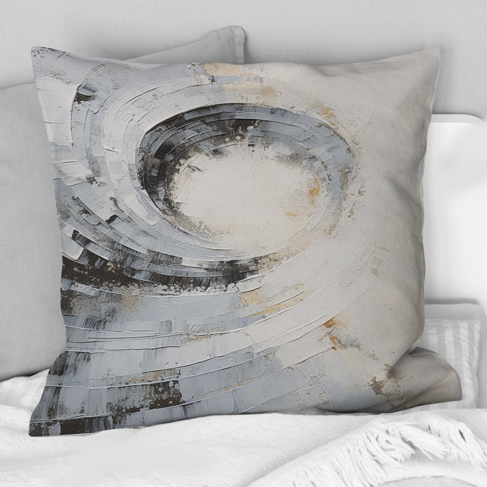 White And Grey Majestic Motion - Abstract Spirals Throw Pillow