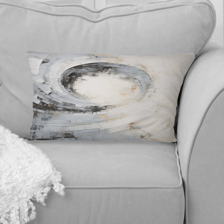White And Grey Majestic Motion - Abstract Spirals Throw Pillow