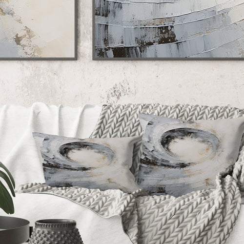 White And Grey Majestic Motion - Abstract Spirals Throw Pillow
