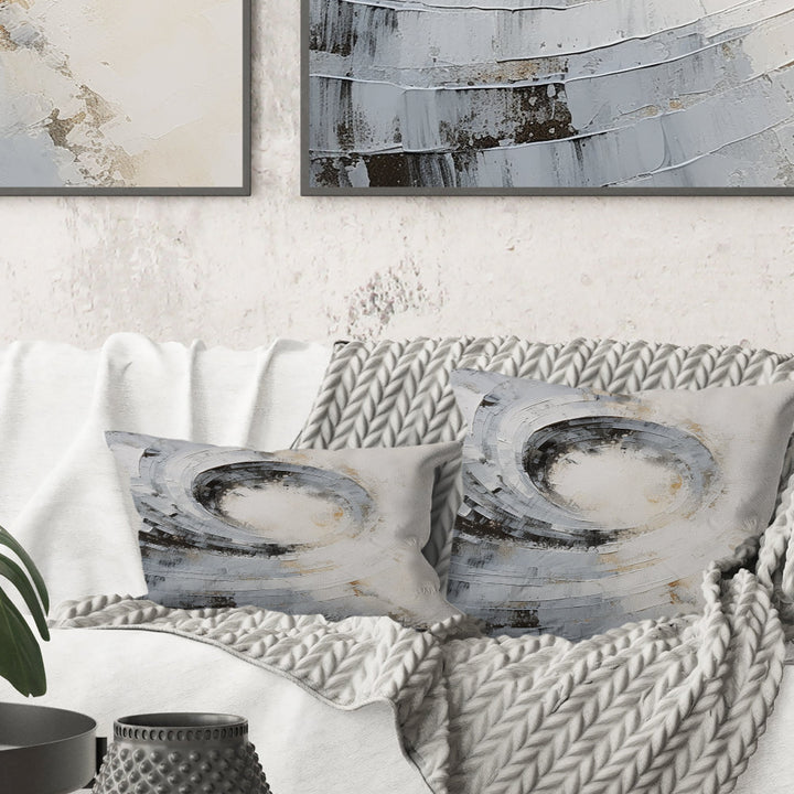 White And Grey Majestic Motion - Abstract Spirals Throw Pillow
