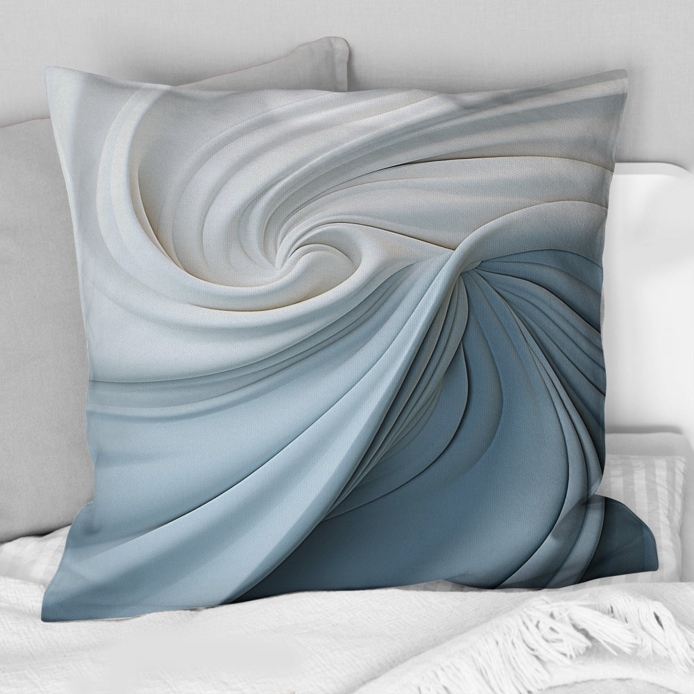 White &amp; Blue Zen Zephyr Spiral II - Abstract Spirals Throw Pillow