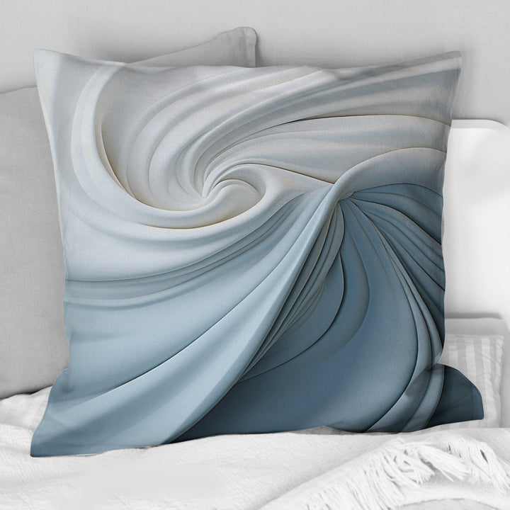 White &amp; Blue Zen Zephyr Spiral II - Abstract Spirals Throw Pillow