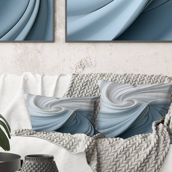 White &amp; Blue Zen Zephyr Spiral II - Abstract Spirals Throw Pillow