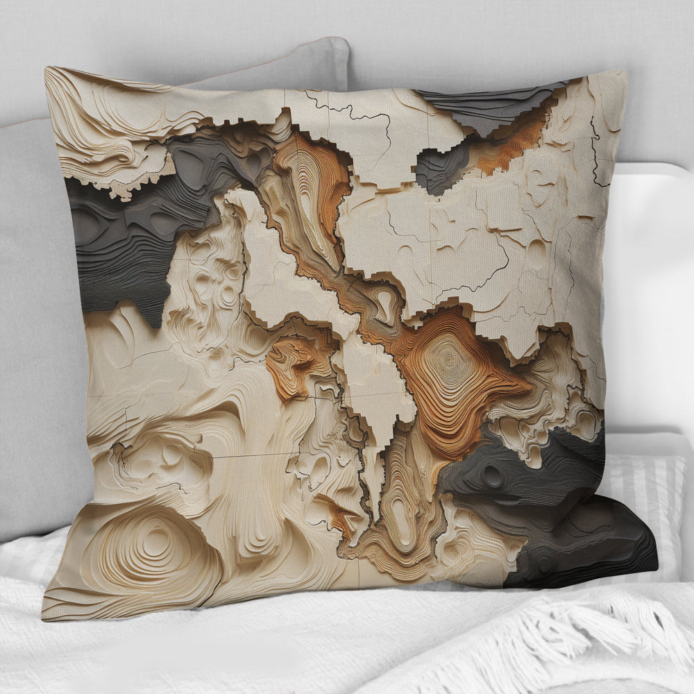 Beige And Brown African River Collage - Abstract Throw Pillow