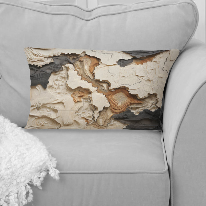 Beige And Brown African River Collage - Abstract Throw Pillow