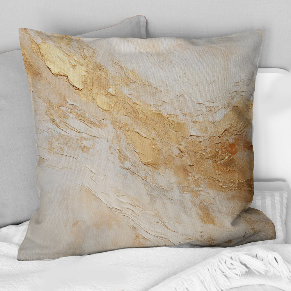 Gold White Marble Geode Magic - Abstract Marble Throw Pillow