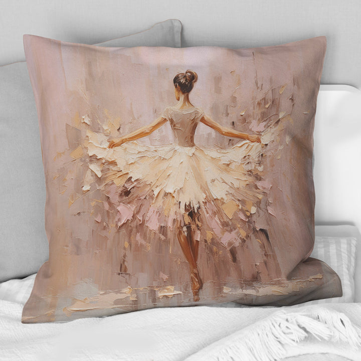 Beige Gold Minimalism Ballerina II - Ballet Throw Pillow