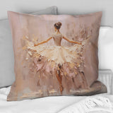Beige Gold Minimalism Ballerina II - Ballet Throw Pillow