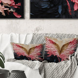 Pink And Gold Angel Wings - Abstract Spirals Throw Pillow