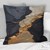 Minimalism Chrome Gold And Black Poteries II - Abstract Spirals Throw Pillow