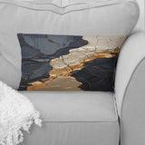 Minimalism Chrome Gold And Black Poteries II - Abstract Spirals Throw Pillow