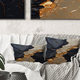Minimalism Chrome Gold And Black Poteries II - Abstract Spirals Throw Pillow