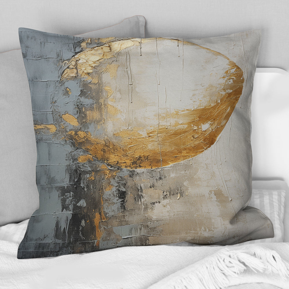 Minimalism Grey Gold Moon Poteries - Abstract Spirals Throw Pillow