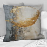 Minimalism Grey Gold Moon Poteries - Abstract Spirals Throw Pillow
