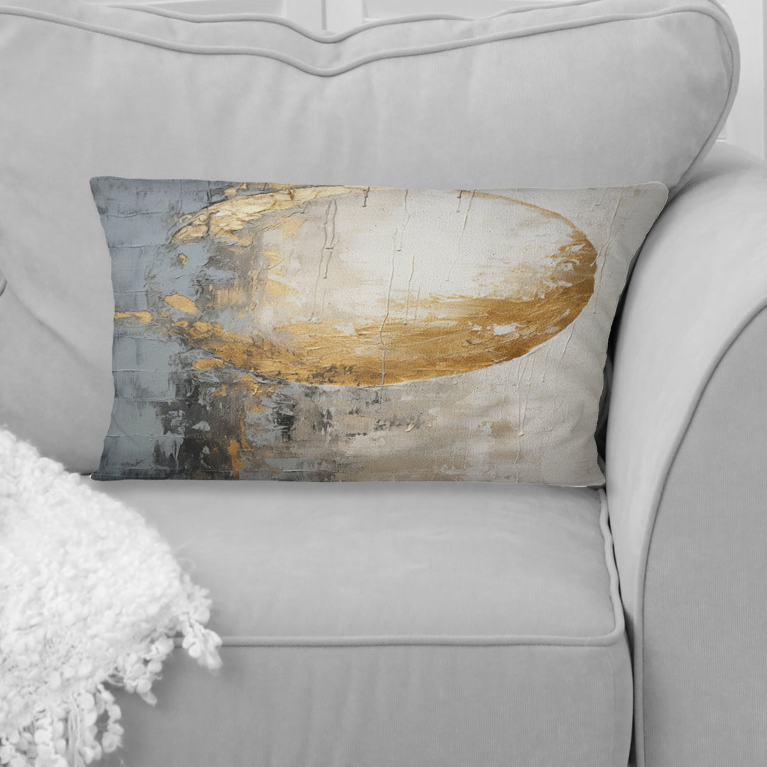 Minimalism Grey Gold Moon Poteries - Abstract Spirals Throw Pillow