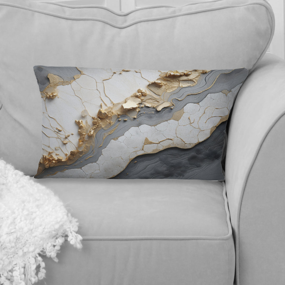 Minimalism White Gold Poteries - Abstract Spirals Throw Pillow