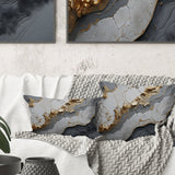 Minimalism White Gold Poteries - Abstract Spirals Throw Pillow