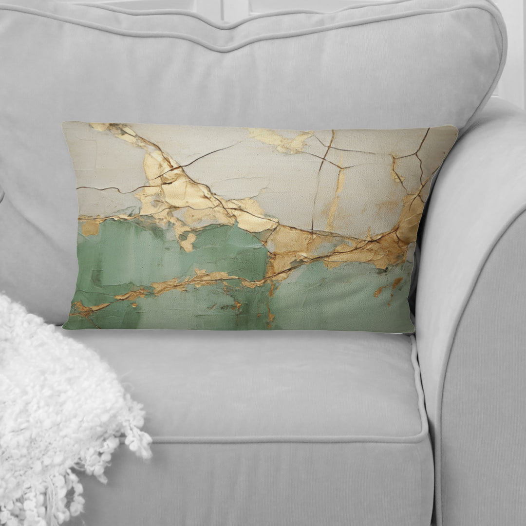 Green Gold Minimalism Poteries - Abstract Spirals Throw Pillow