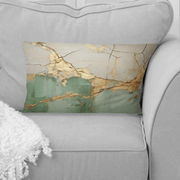 Green Gold Minimalism Poteries - Abstract Spirals Throw Pillow