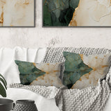 Green Gold Minimalism Poteries I - Abstract Spirals Throw Pillow