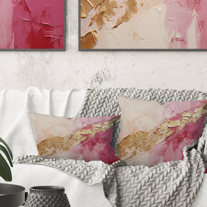 Pink Gold Minimalism Poteries I - Abstract Spirals Throw Pillow