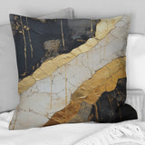 Black Gold Adorned Poteries V - Abstract Spirals Throw Pillow