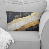 Black Gold Adorned Poteries V - Abstract Spirals Throw Pillow