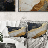Black Gold Adorned Poteries V - Abstract Spirals Throw Pillow
