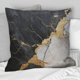 Black Gold Adorned Poteries III - Abstract Spirals Throw Pillow