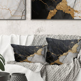 Black Gold Adorned Poteries III - Abstract Spirals Throw Pillow