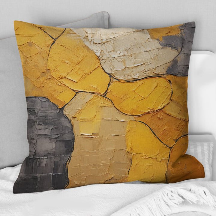 Minimalism Yellow Botanical Ceramics - Boho Pottery Throw Pillow