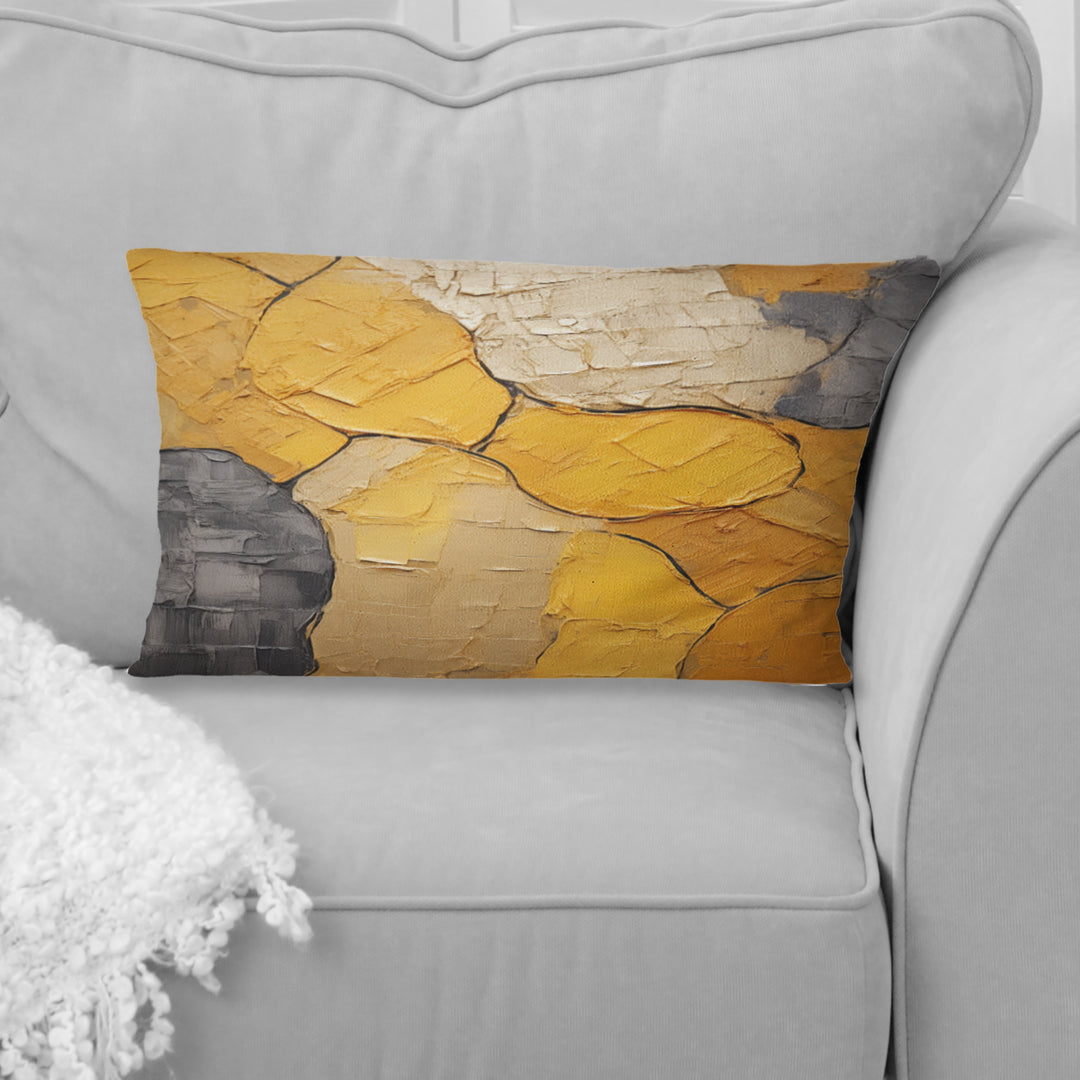 Minimalism Yellow Botanical Ceramics - Boho Pottery Throw Pillow