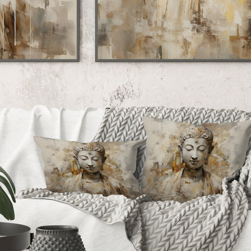 Simple Buddhism Statue II - Buddhism Throw Pillow