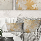 Fizz'S Beige And Gold Fantasy - Abstract Throw Pillow