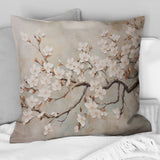 Minimalism White And Grey Cherry Blossom III - Cherry Blossom Throw Pillow