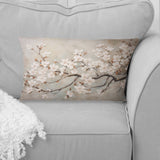 Minimalism White And Grey Cherry Blossom III - Cherry Blossom Throw Pillow
