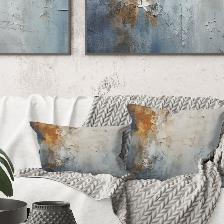 Blue And Beige Spatula Path To The Ink - Abstract Throw Pillow