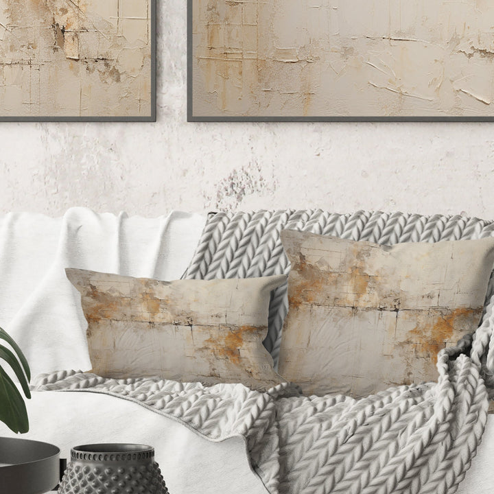 Beige Christianity Cross Of Jessus - Abstract Throw Pillow