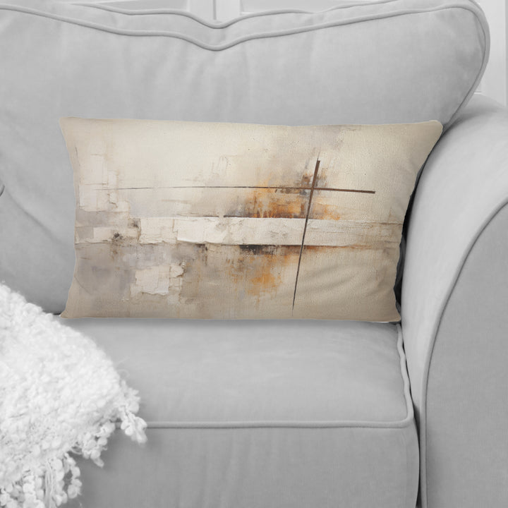 Beige Christianity Cross Of Jessus I - Christianity Throw Pillow