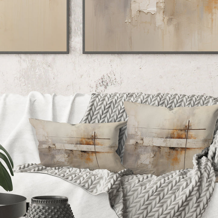Beige Christianity Cross Of Jessus I - Christianity Throw Pillow