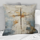 Beige Christianity Cross Of Jessus II - Christianity Throw Pillow