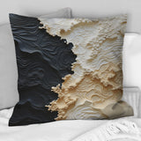 Abstract Cream And Black Liquid Paint - Coastal Throw Pillow