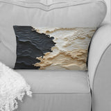 Abstract Cream And Black Liquid Paint - Coastal Throw Pillow