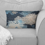 Under Water Blue And White Corals Collage - Coastal Throw Pillow