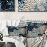 Under Water Blue And White Corals Collage - Coastal Throw Pillow